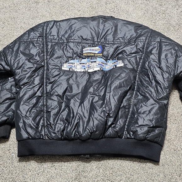 Vintage Turning Point Mens semi Truck Puffer Coat 90s Embroidered Custom - Picture 3 of 7